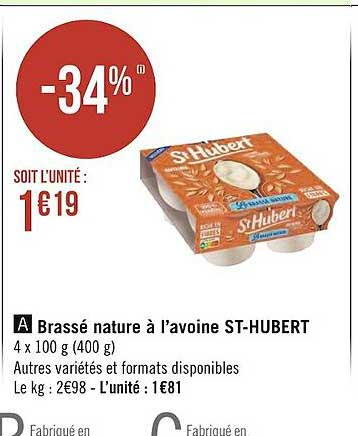 brassé nature à l'avoine st-hubert