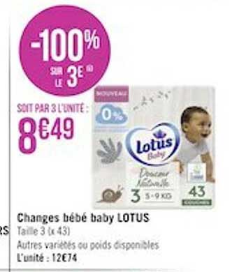 Changes Bébé Baby Lotus -100% Sur Le 3e