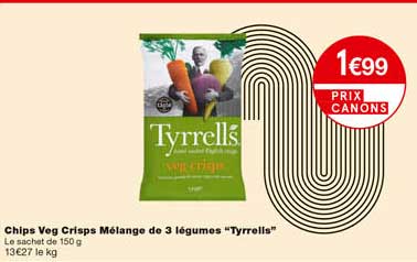 chips veg crisps mélange de 3 légumes "tyrrells"