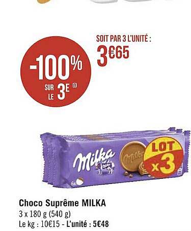Choco Suprême Milka -100% Sur Le 3e