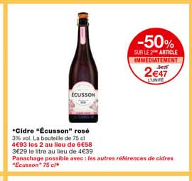 cidre "écusson" rosé -50% sur le 2eme article immédiatement