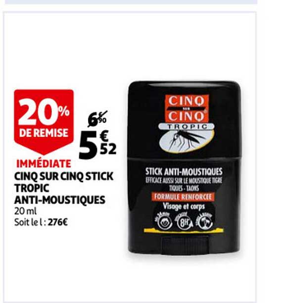 cinq sur cinq stick tropic anti-moustiques