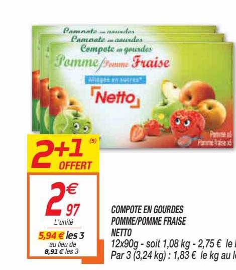 Compotes En Gourdes Pomme-pomme Fraise Netto