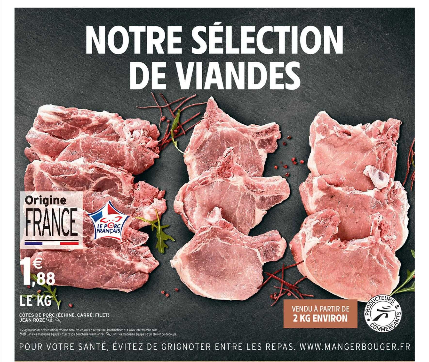 côtes de porc (échine, carré, filet) jean rozé