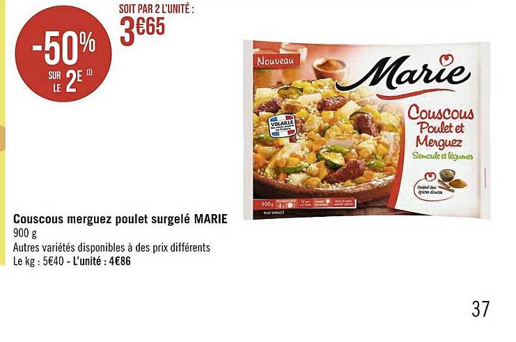 Couscous Merguez Poulet Surgelé Marie