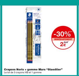 crayons noris + gomme mars "staedtler" -30% immédiatement