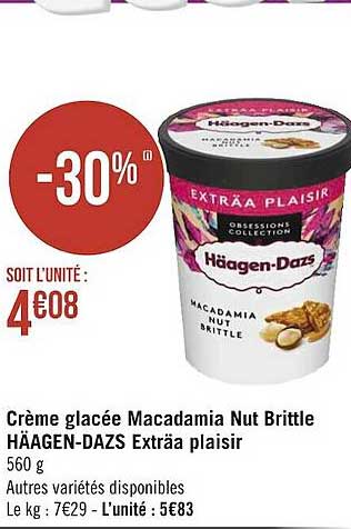 crème glacée macadamia nut brittle häagen-dazs exträa plaisir