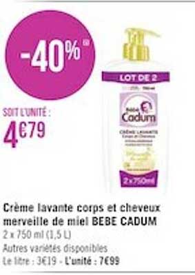 crème lavante corps et cheveux merveille de miel bebe cadum