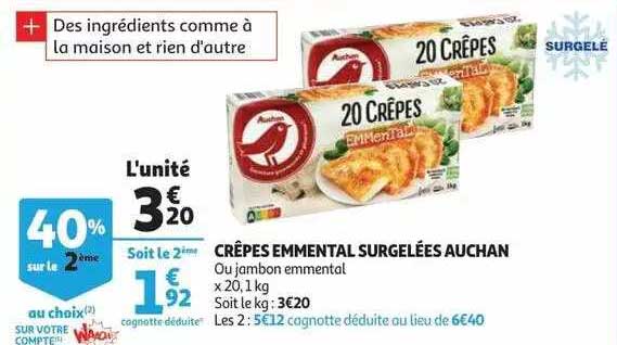 Crêpes Emmental Surgelées Auchan