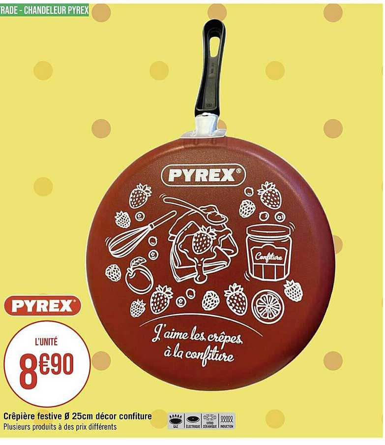 crêpière festive ø 25 cm décor confiture pyrex