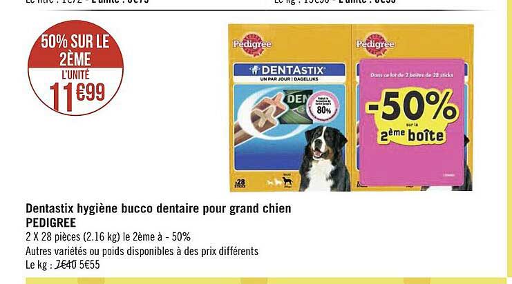 dentastix  hygiène bucco dentaire pour grand chien pedigree