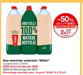 eau minérale naturelle "vitel" -50% sur le 2eme article immédiatement