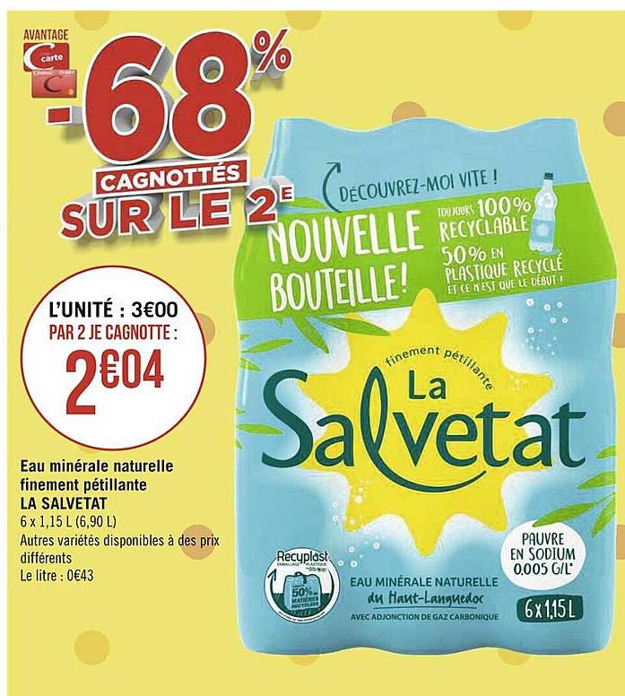 eau minérale naturelle finement pétillante la salvetat