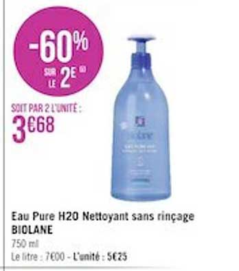eau pure h2o nettoyant sans rinçage biolane -60% sur le 2e