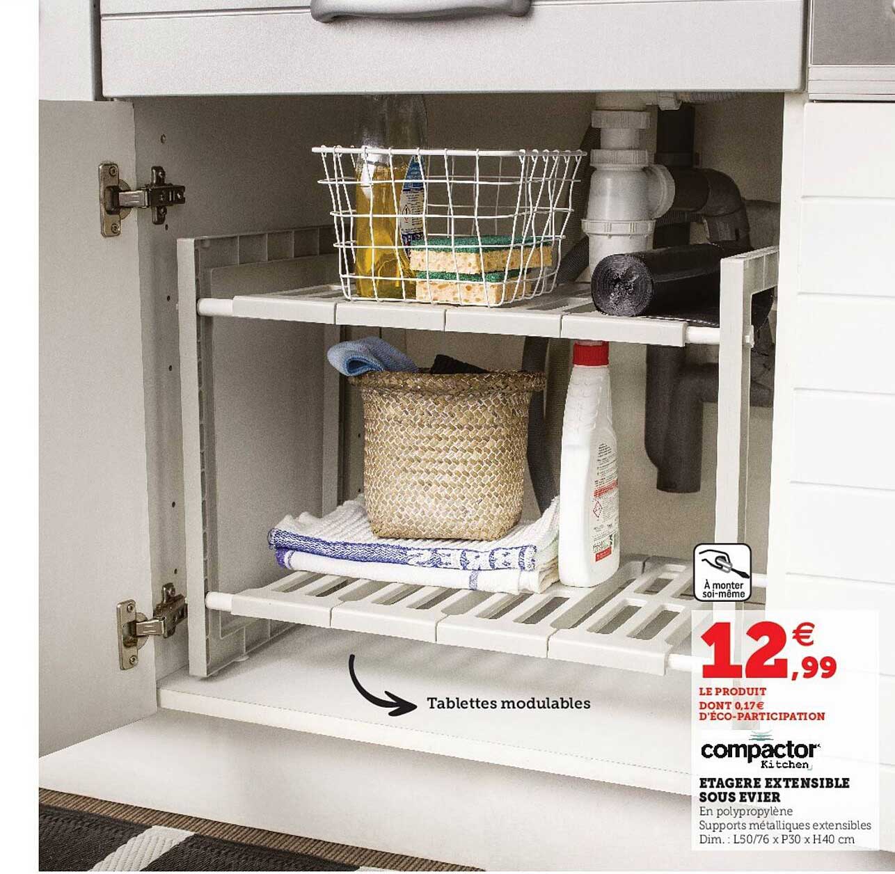 étagère extensible sous évier compactor