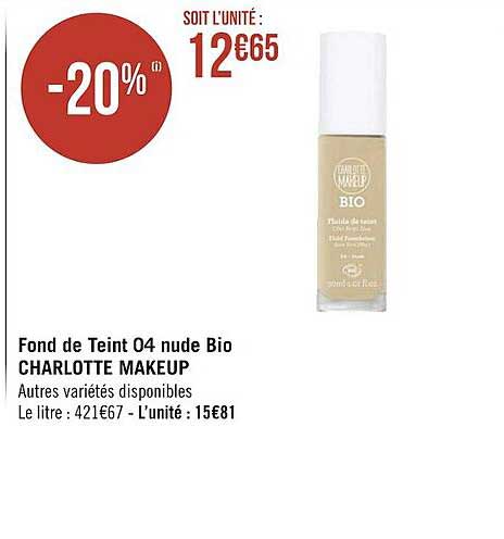 fond de teint 04 nude bio charlotte makeup