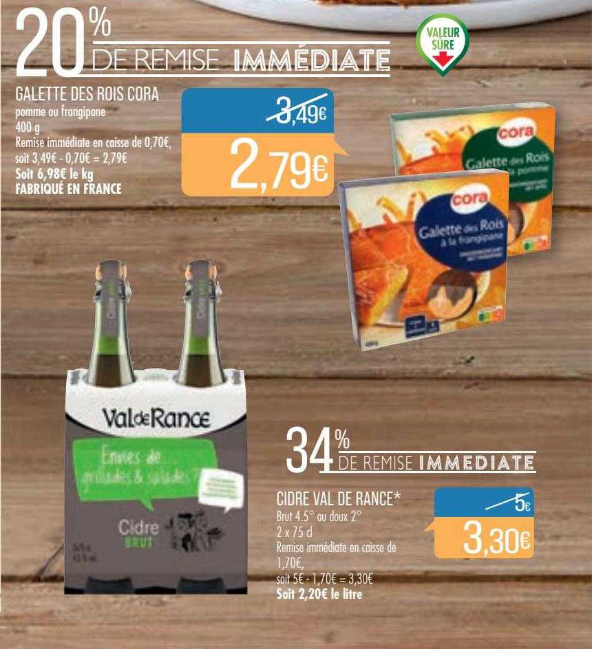 galette des rois cora, cidre val de rance