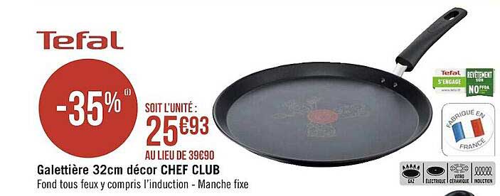 galettière 32 cm décor chef club tefal