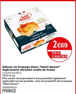 gâteau au fromage blanc "saint amour" légèrement citronné coulis de fraise