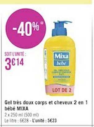 gel très doux corps et cheveux 2 en 1 bébé mixa