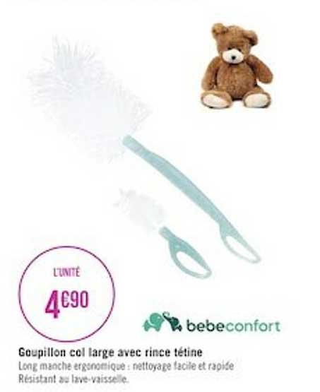goupillon col large avec rince tétine bebeconfort