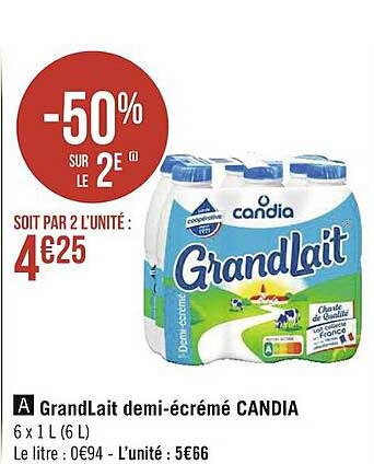 grandLait demi-écrémé candia