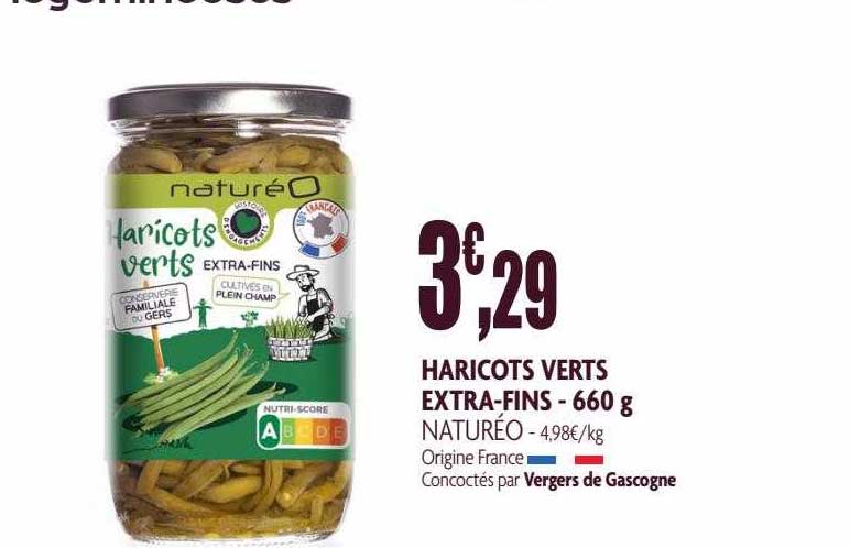 haricots verts extra-fins - 660 g naturéo
