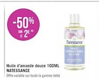 huile d'amande douce 100ml natessance -50% sur le 2e