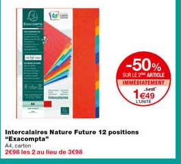 intercalaires nature future 12 positions "exacompta" -50% sur le 2eme article immédiatement