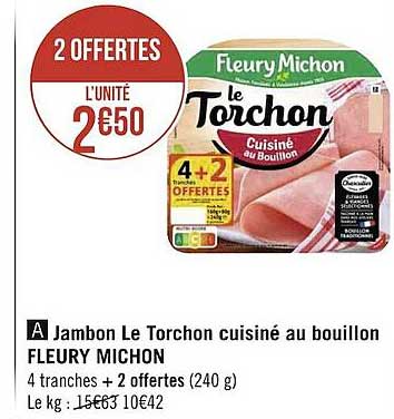 jambon le torchon cuisiné au bouillon fleury michon