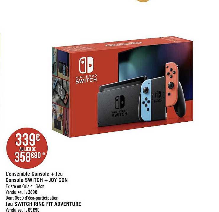 l'ensemble console + jeu console switch + joy con