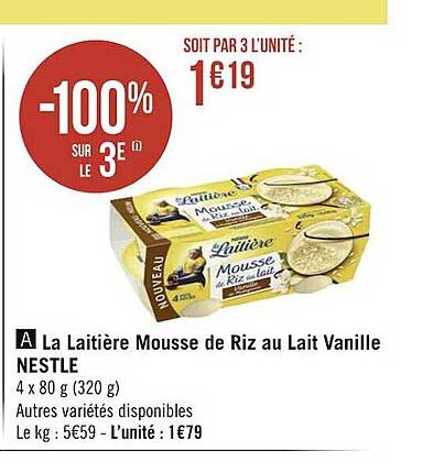 La Laitière Mousse De Riz Au Lait Vanille Nestlé