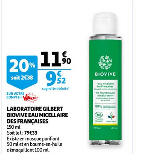 laboratoire gilbert biovive eau micellaire des françaises