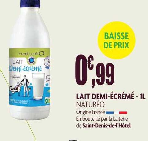 lait demi-écrémé - 1l naturéo