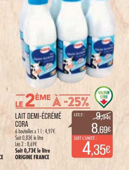 lait demi-écrémé cora