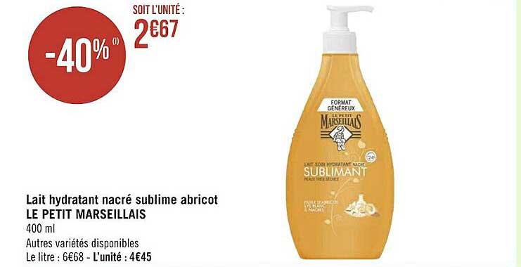 lait hydratant nacré sublime abricot le petit marseillais