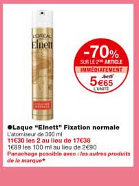 Laque "elnett" Fixation Normale -70% Sur Le 2eme Article Immédiatement