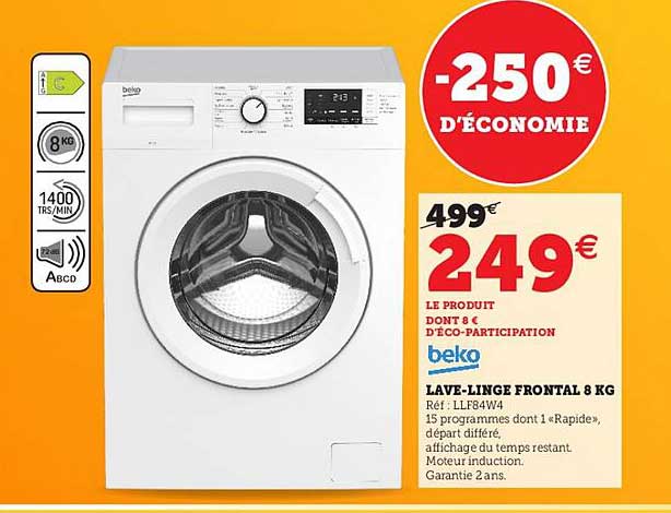 lave-linge frontal 8 kg beko