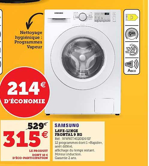 lave-linge frontal 9 kg samsung