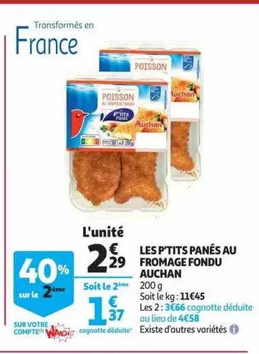 les p'tits panés au fromage fondu auchan