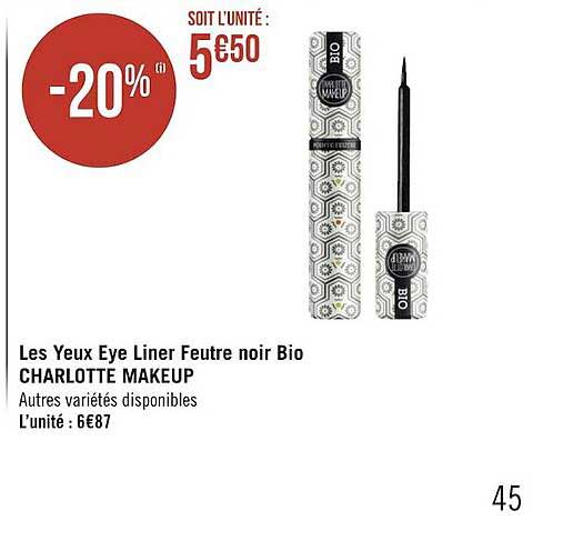 les yeux eye liner feutre noir bio charlotte makeup