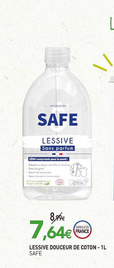 lessive douceur de coton - 1l safe