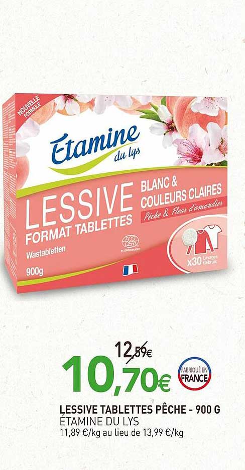 lessive tablettes pêche - 900 g étamine du lys