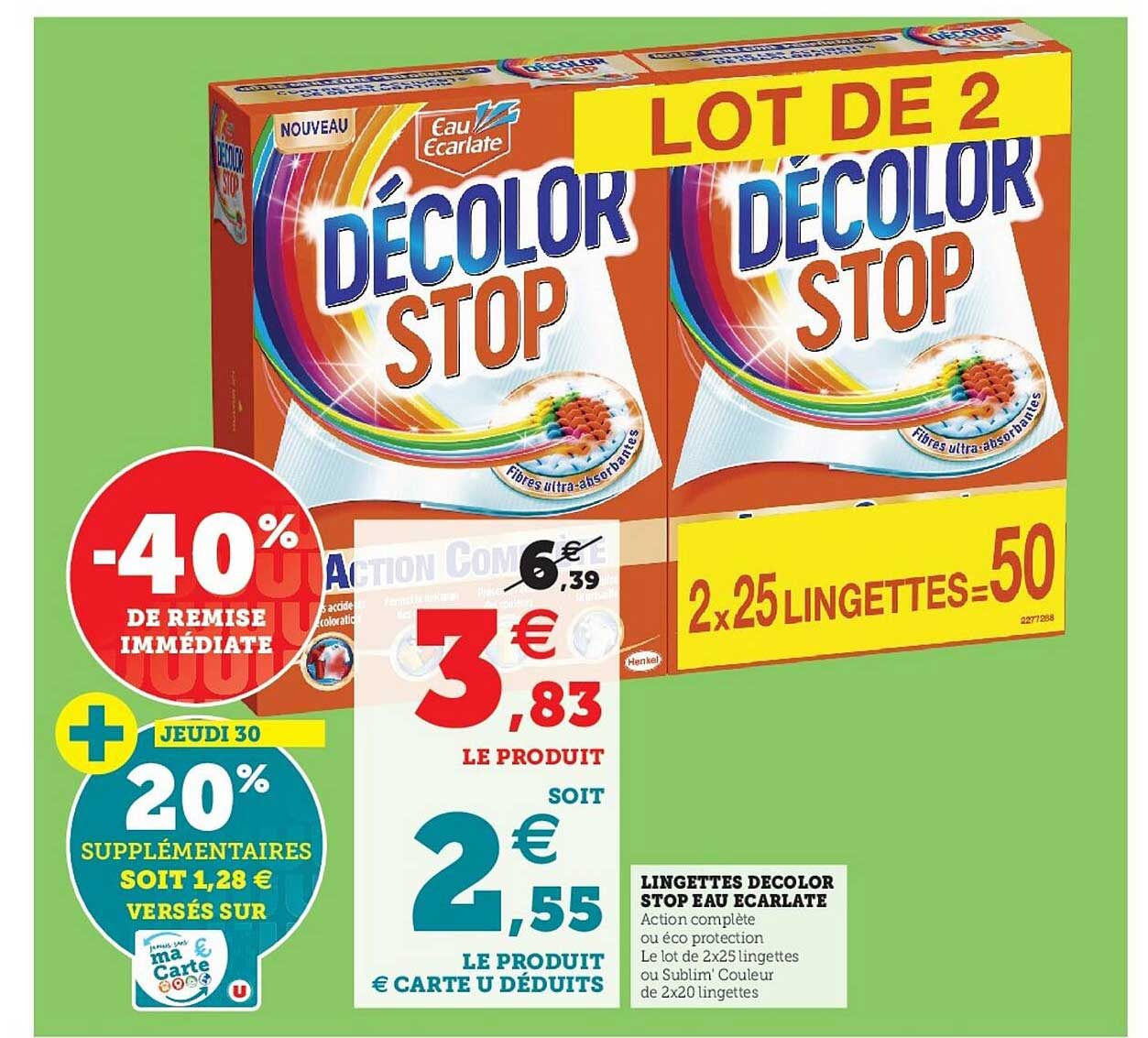 lingettes décolor stop eau écarlate