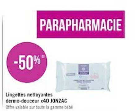 lingettes nettoyantes dermo-douceur x40 jonzac