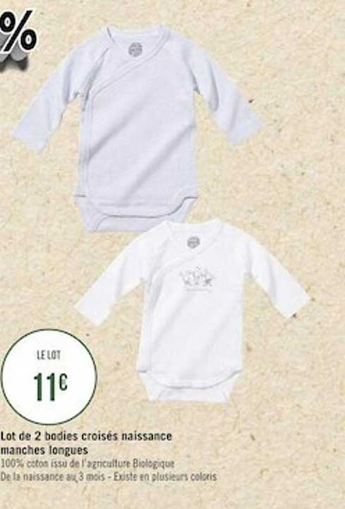 lot de 2 bodies croisés naissance manches longues