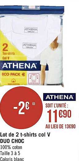 lot de 2 t-shirts col v duo choc