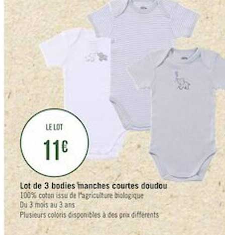 lot de 3 bodies manches courtes doudou