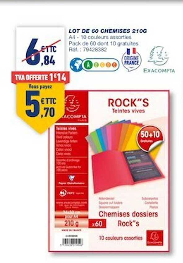 lot de 60 chemises 210g exacompta