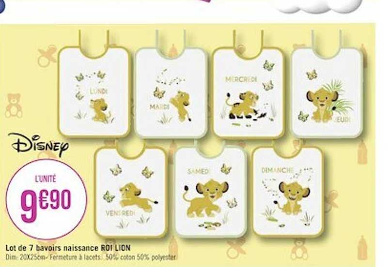 lot de 7 bavoirs naissance roi lion disney